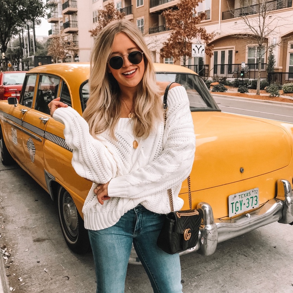 Cream v neck sweater